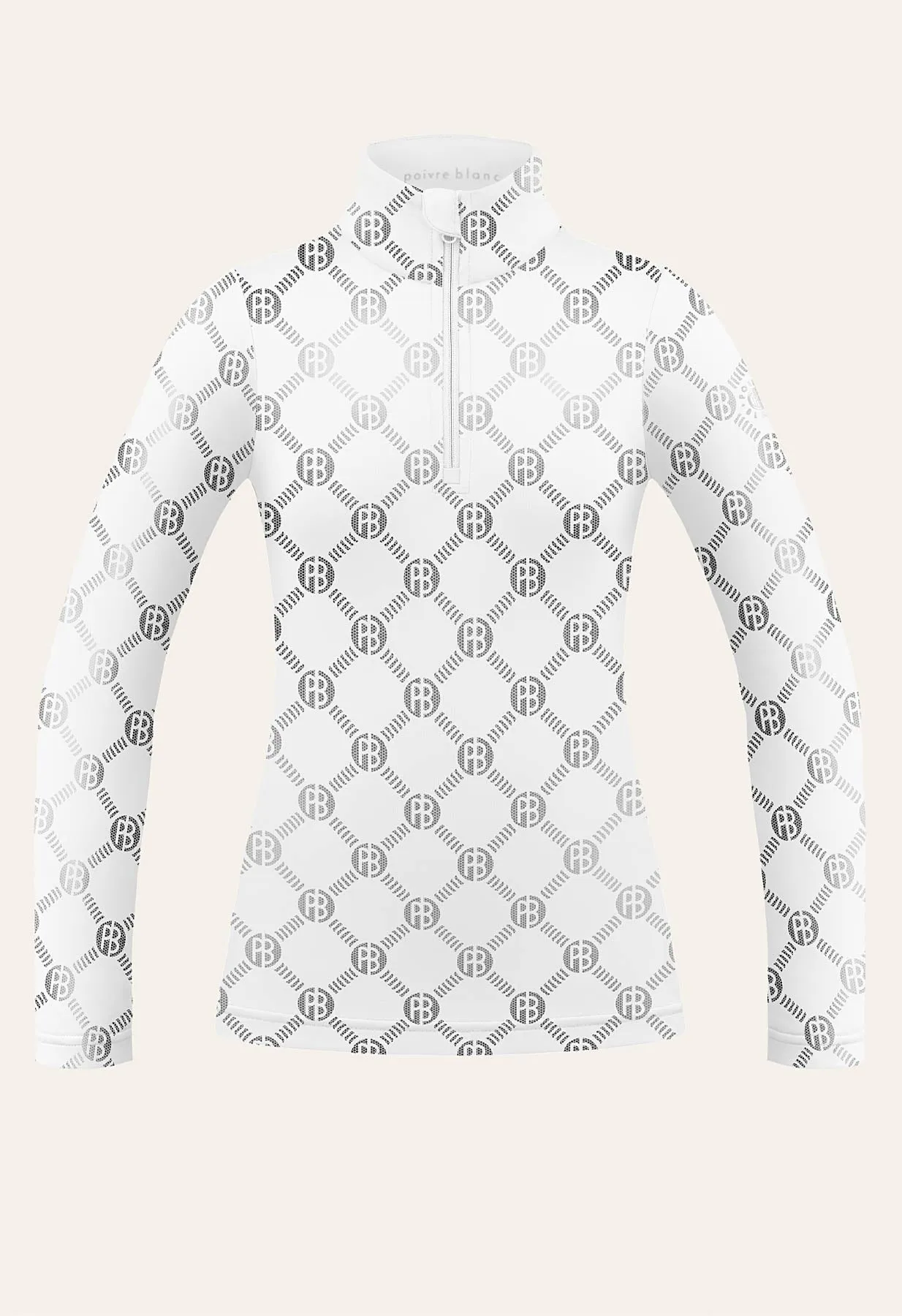 Poivre Blanc Base Layer Top in White Monogram Print