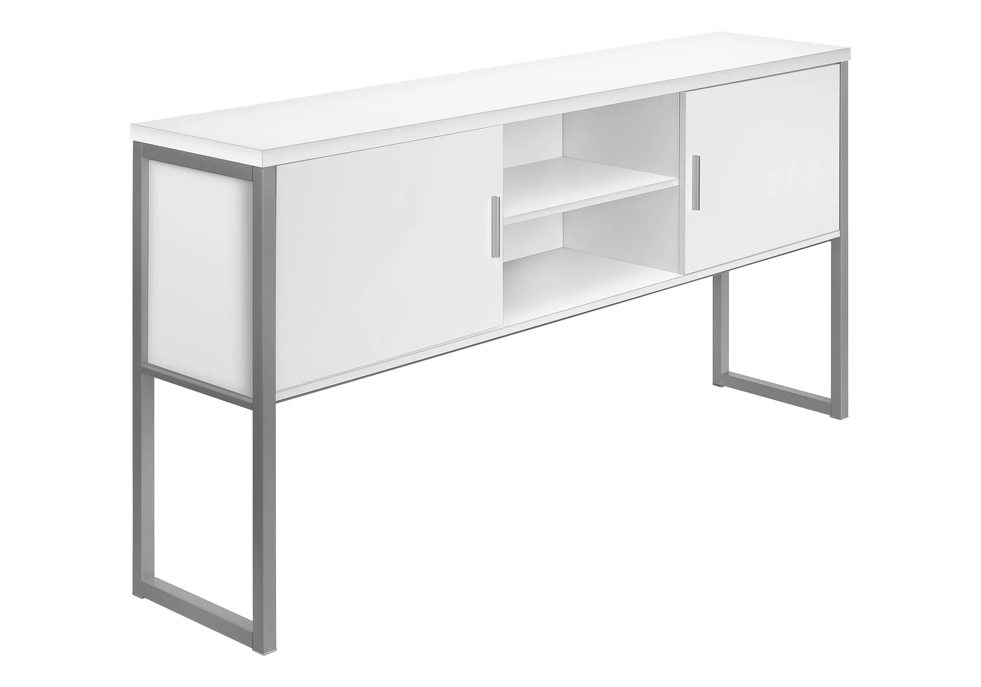 ProElite Office Hutch - 72” Contemporary White Laminate with Silver Accents