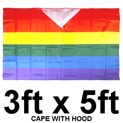 Rainbow Pride Cape With Hood - 90cm x 150cm LGBTQ  Pride Parade Costume