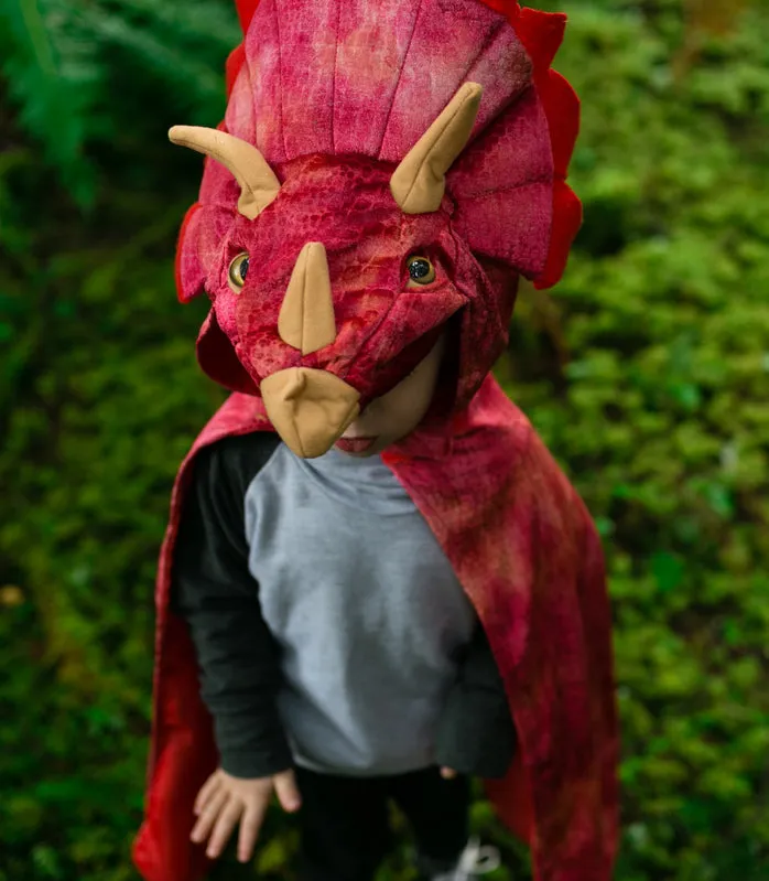 Red Triceratops Hooded Cape - Size 4 - 5