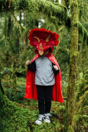 Red Triceratops Hooded Cape - Size 4 - 5