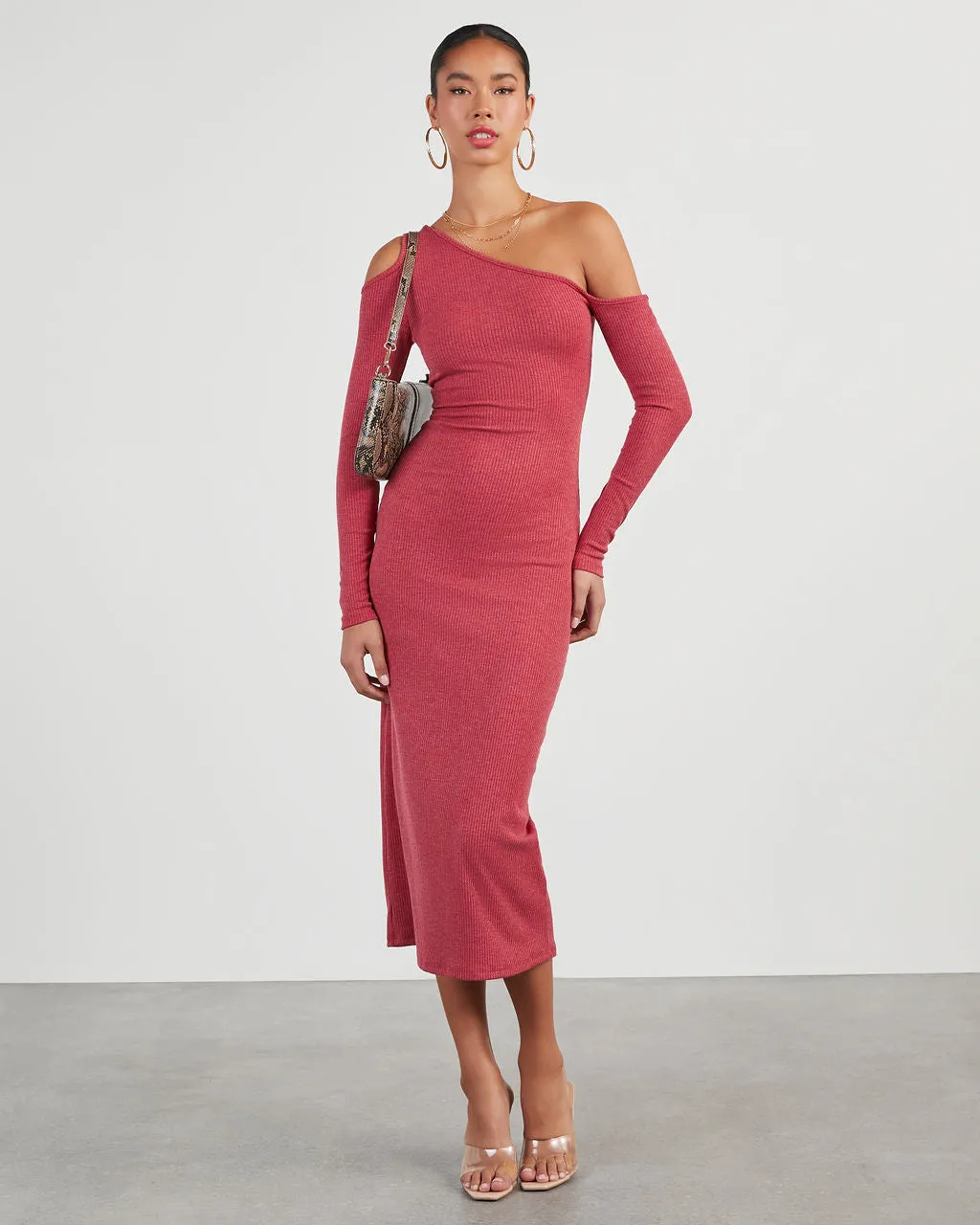 Regina Cutout One Shoulder Knit Midi Dress