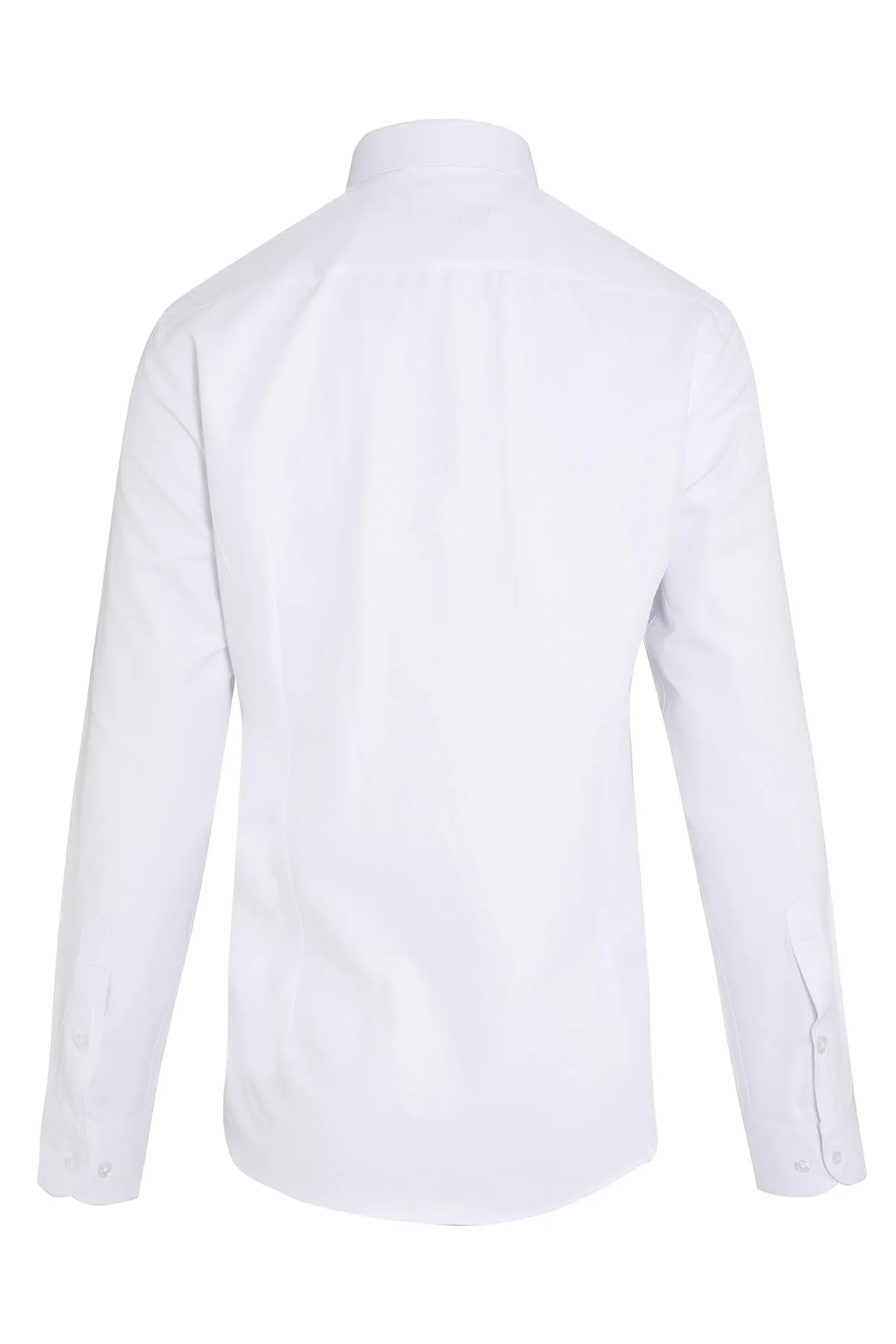 Regular Fit Long Sleeve Cotton Blend White Dress Shirt