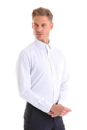 Regular Fit Pinstripe Cotton Blend Black Dress Shirt