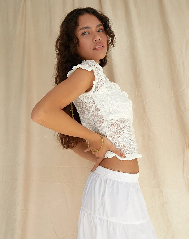 Rufte Top in Lace Ivory