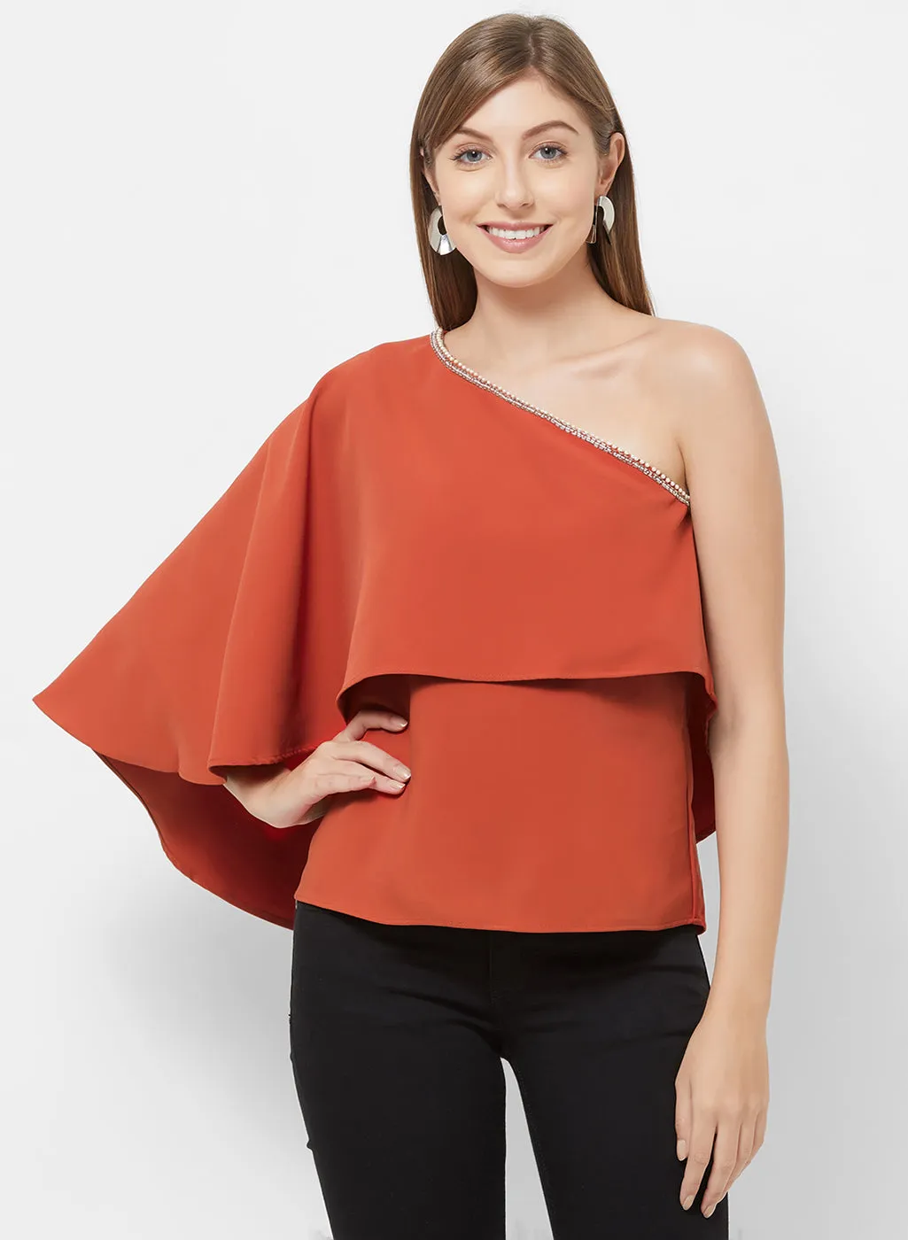 Rust One Shoulder Top