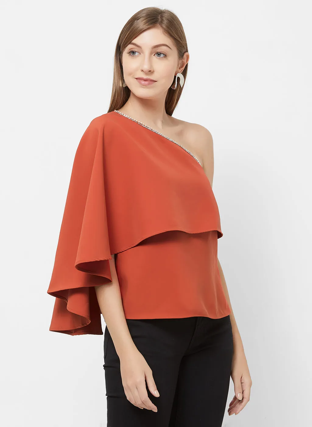 Rust One Shoulder Top