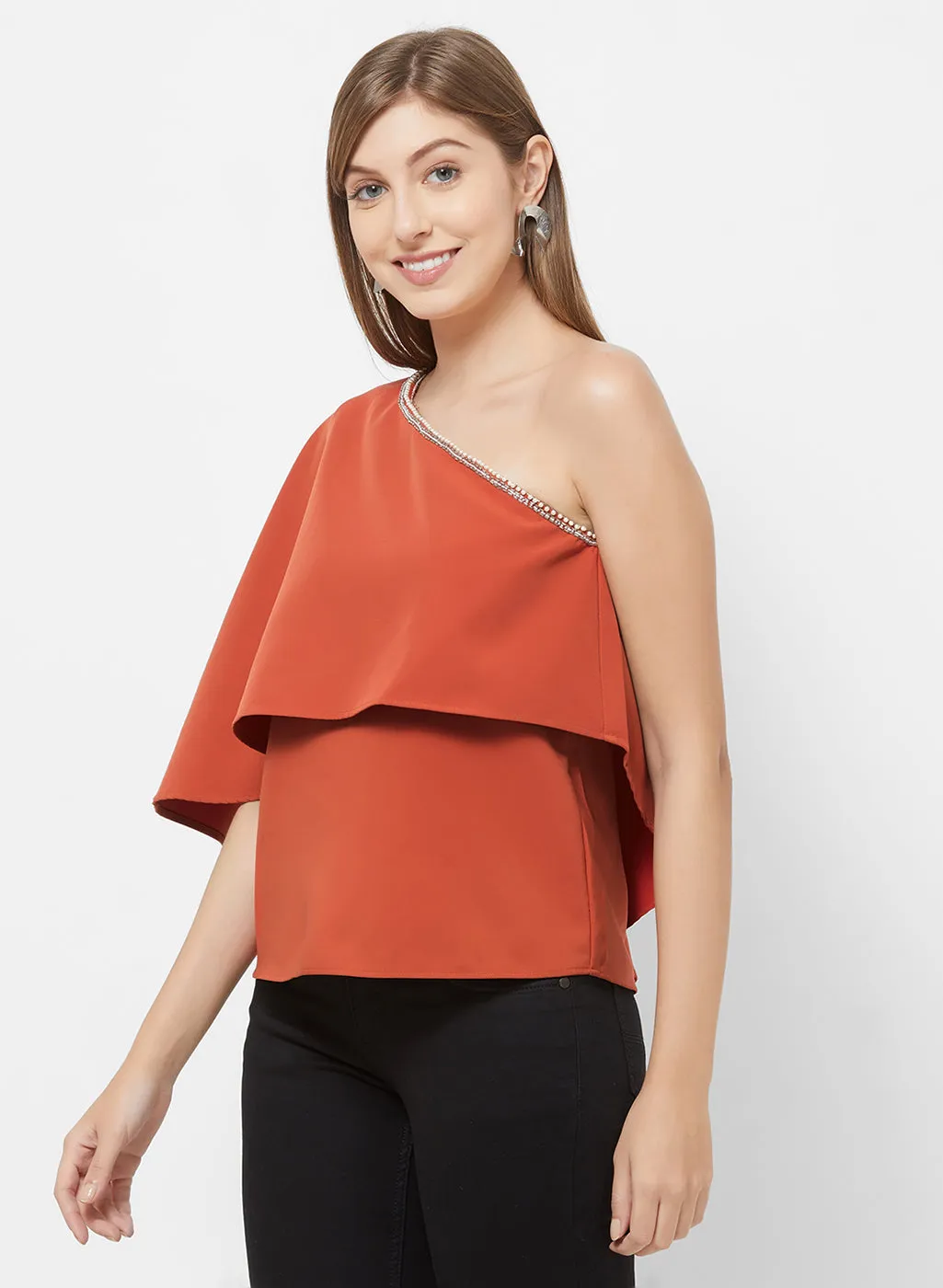 Rust One Shoulder Top