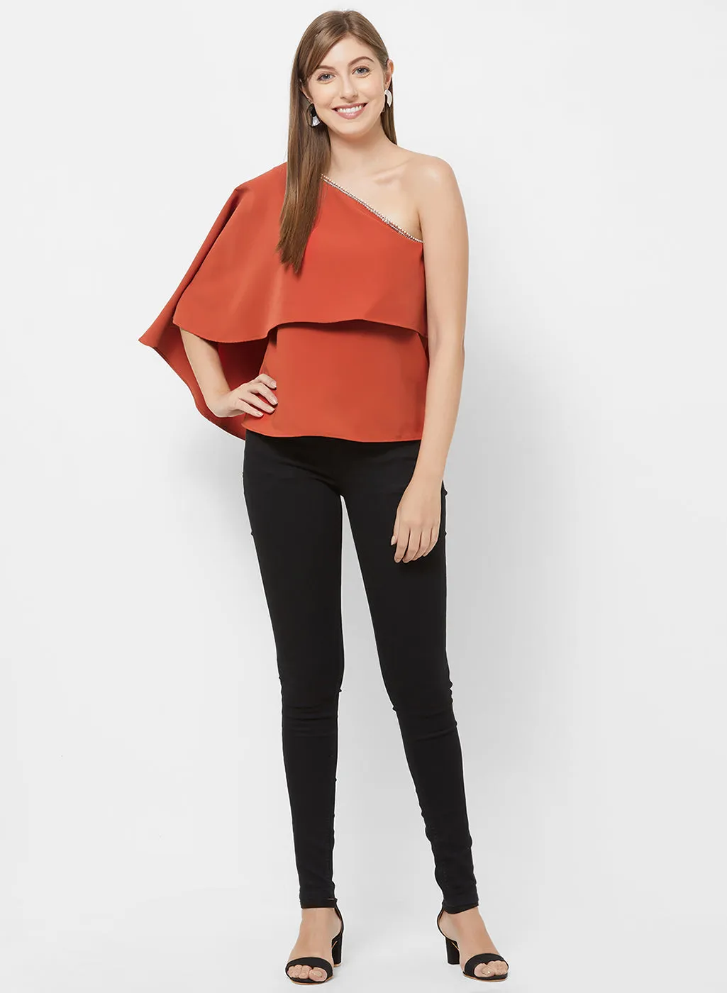 Rust One Shoulder Top