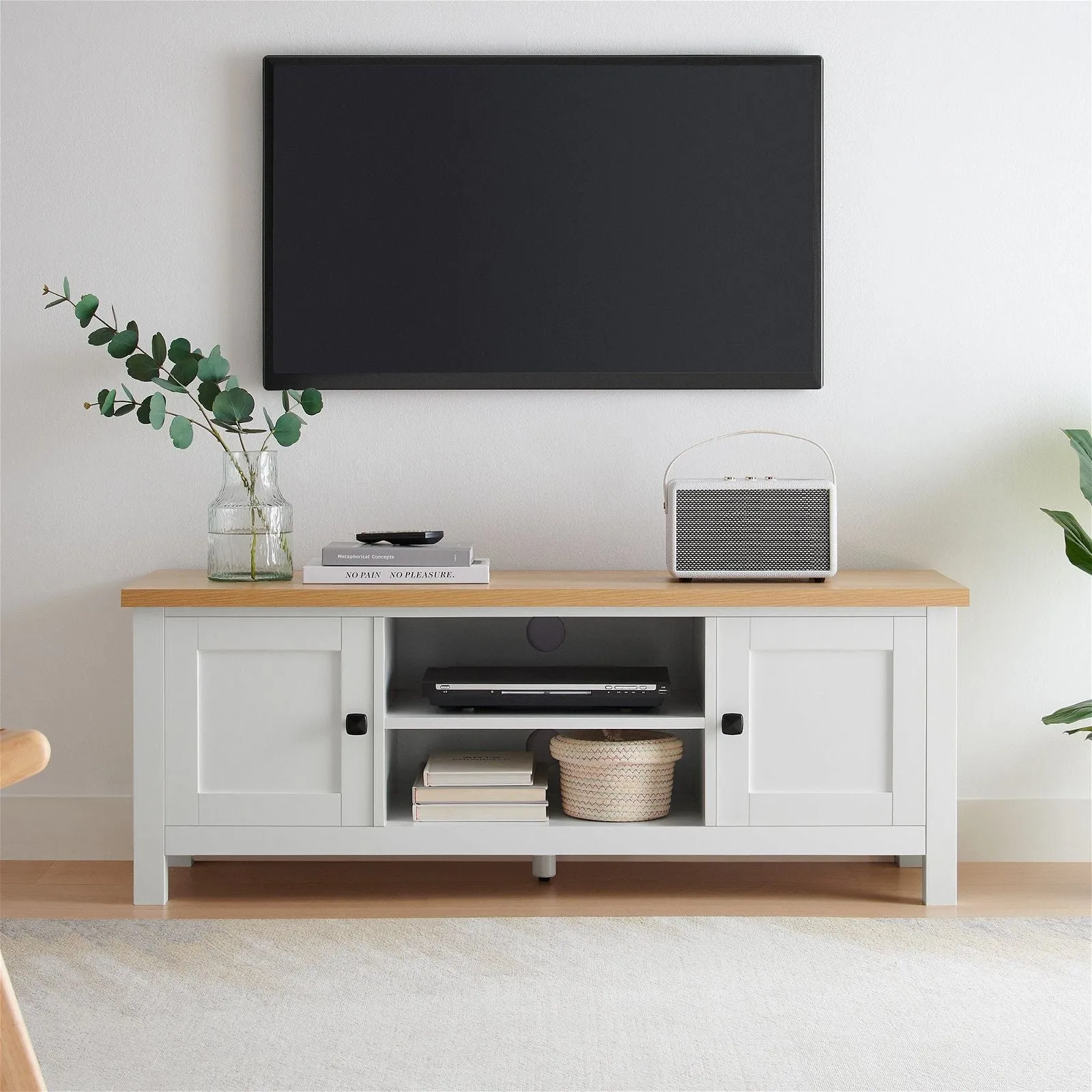 Sarantino Gio Tv Stand - White/natural