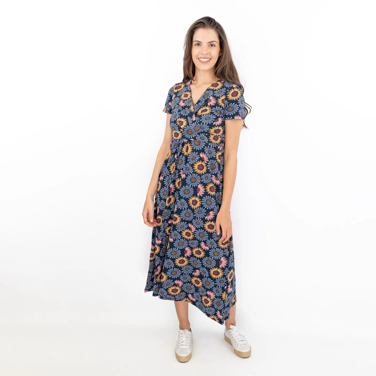 Seasalt Navy Sunflower Chapelle Jersey Midi Dress