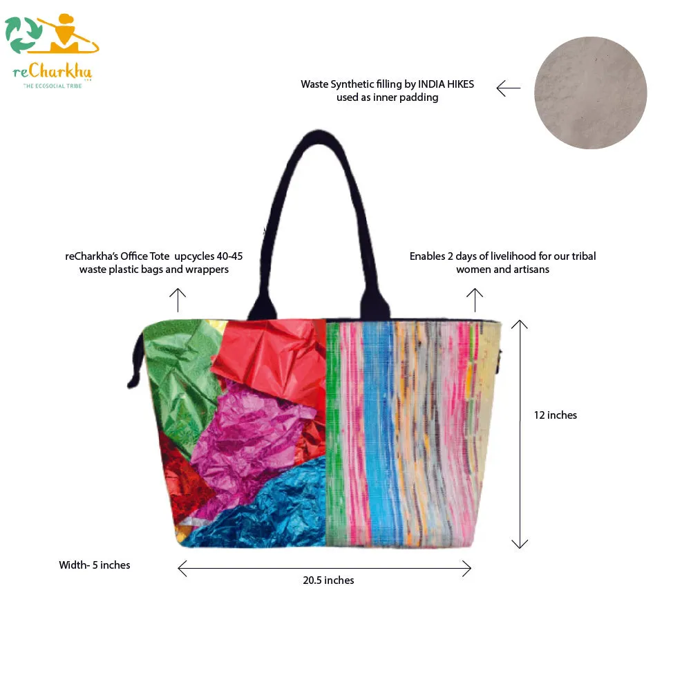 Shimmery Multicolored Upcycled Handwoven Designer Office Tote (OTD1124-001) PS_W