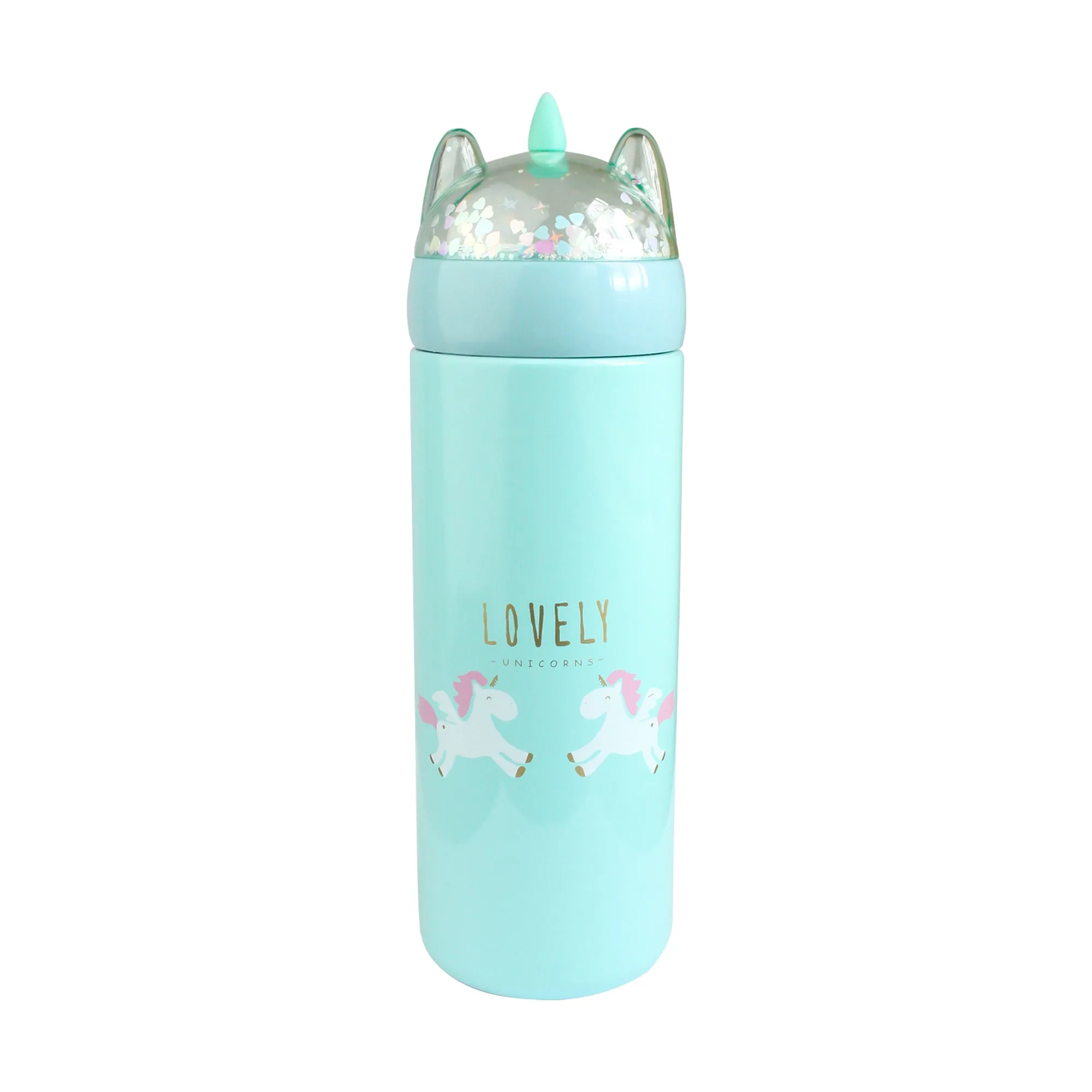 Shimmery Unicorn Flask - 330ml Sea Green