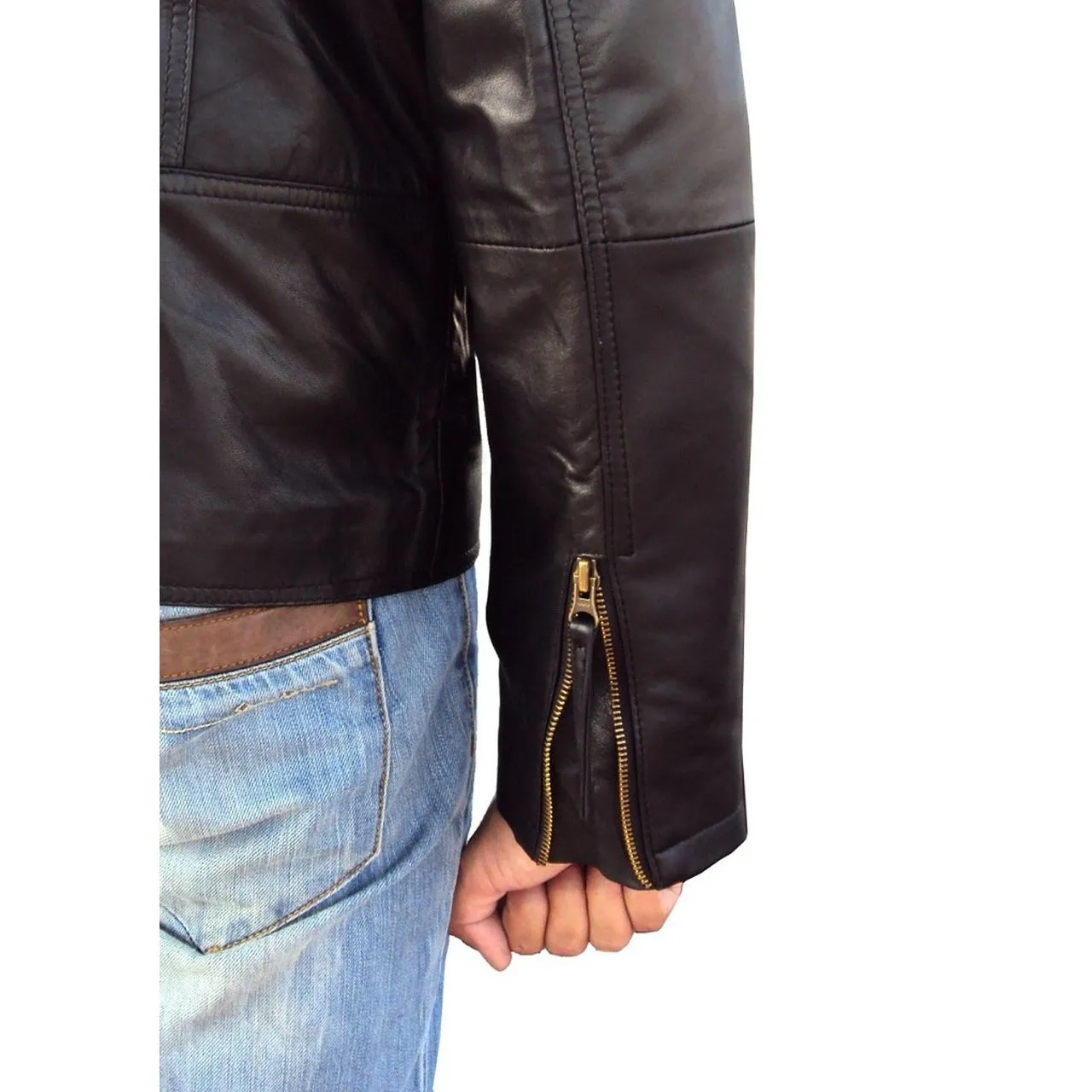 Short Regular Fit Black Leather Jacket for Men - Men Jacket