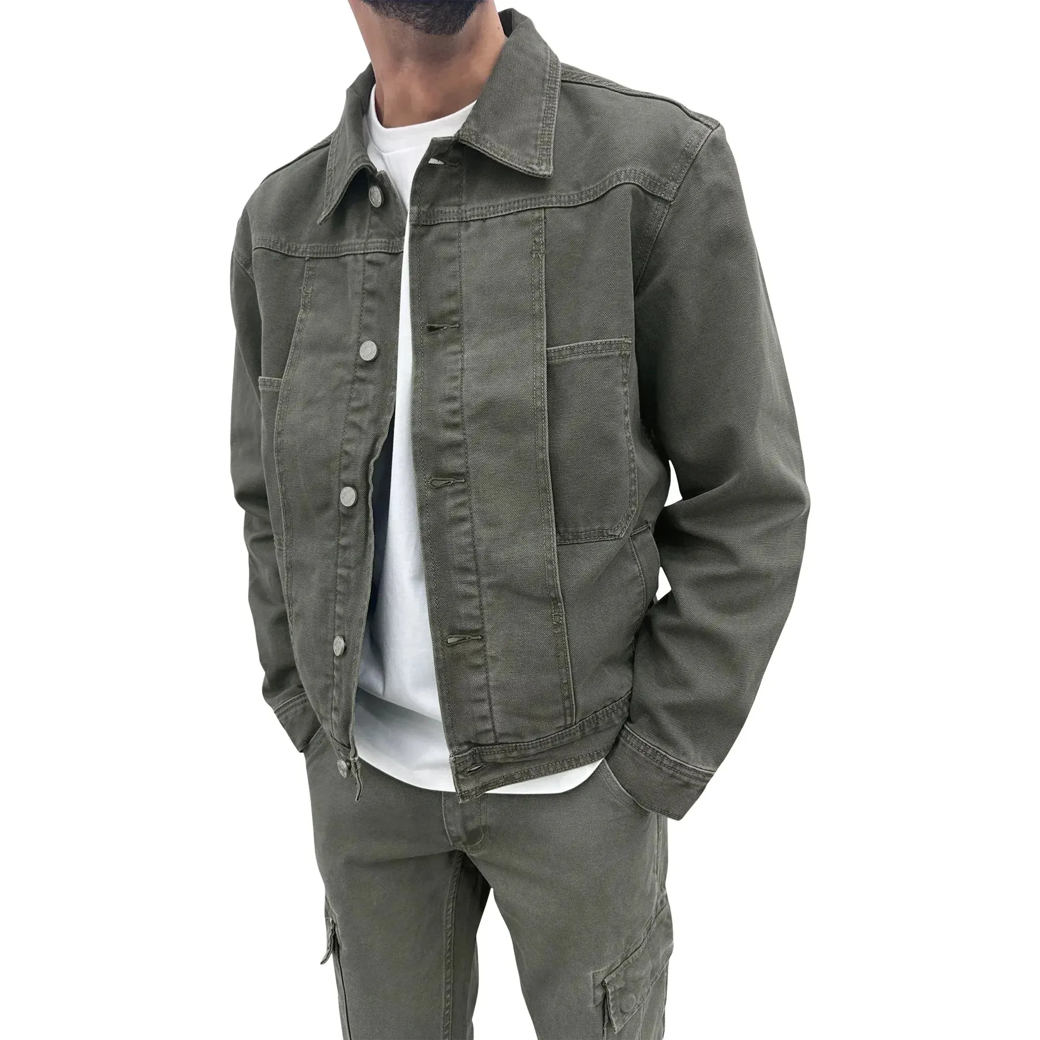 SIARR Green Denim Jacket & Cargo Pants