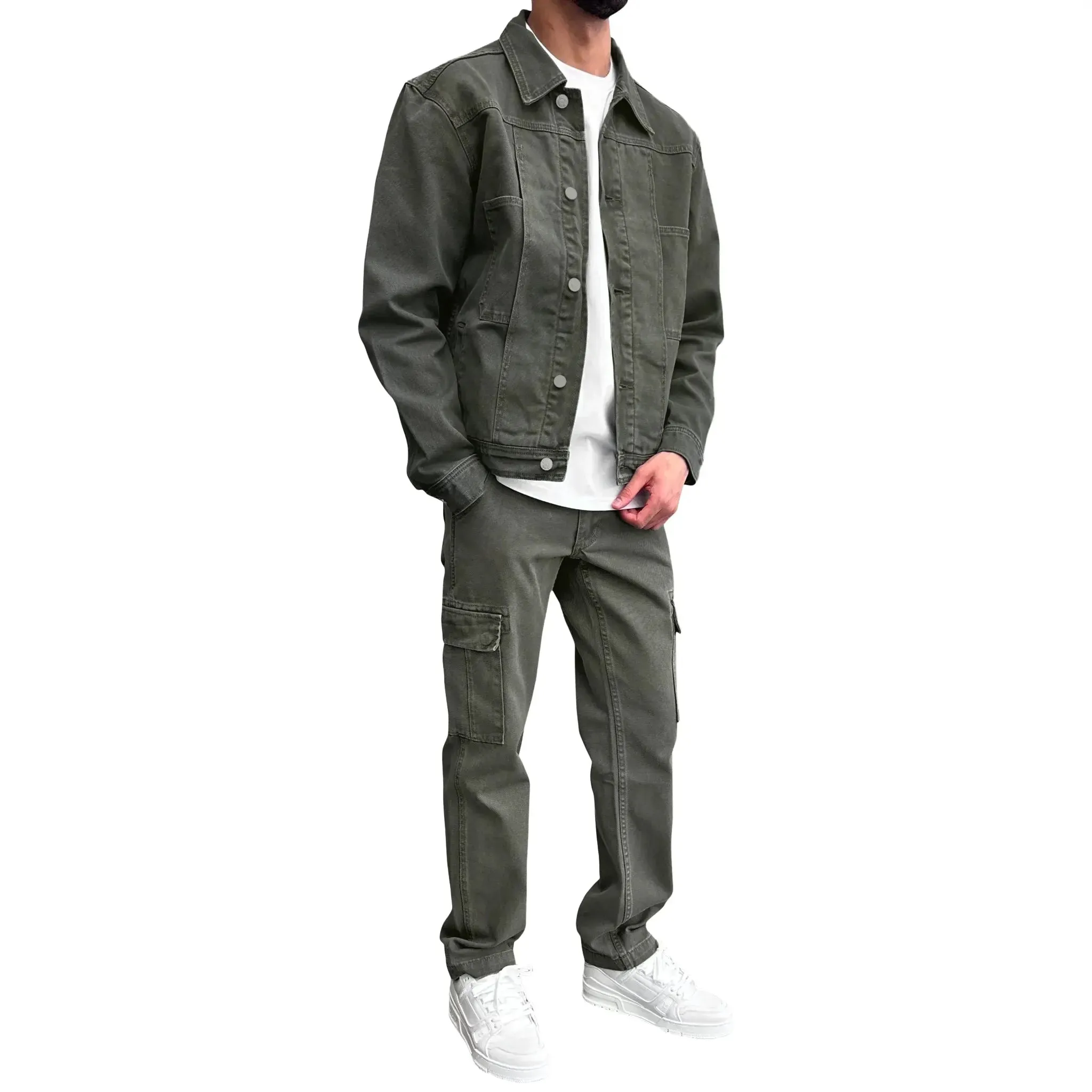 SIARR Green Denim Jacket & Cargo Pants