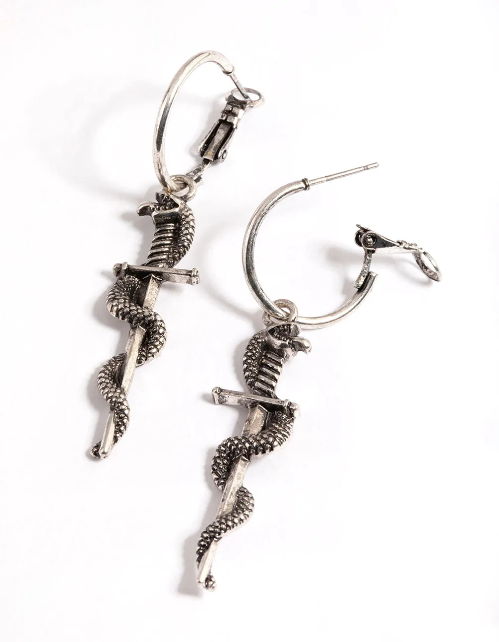 Silver Dager Twist Hoop Earrings