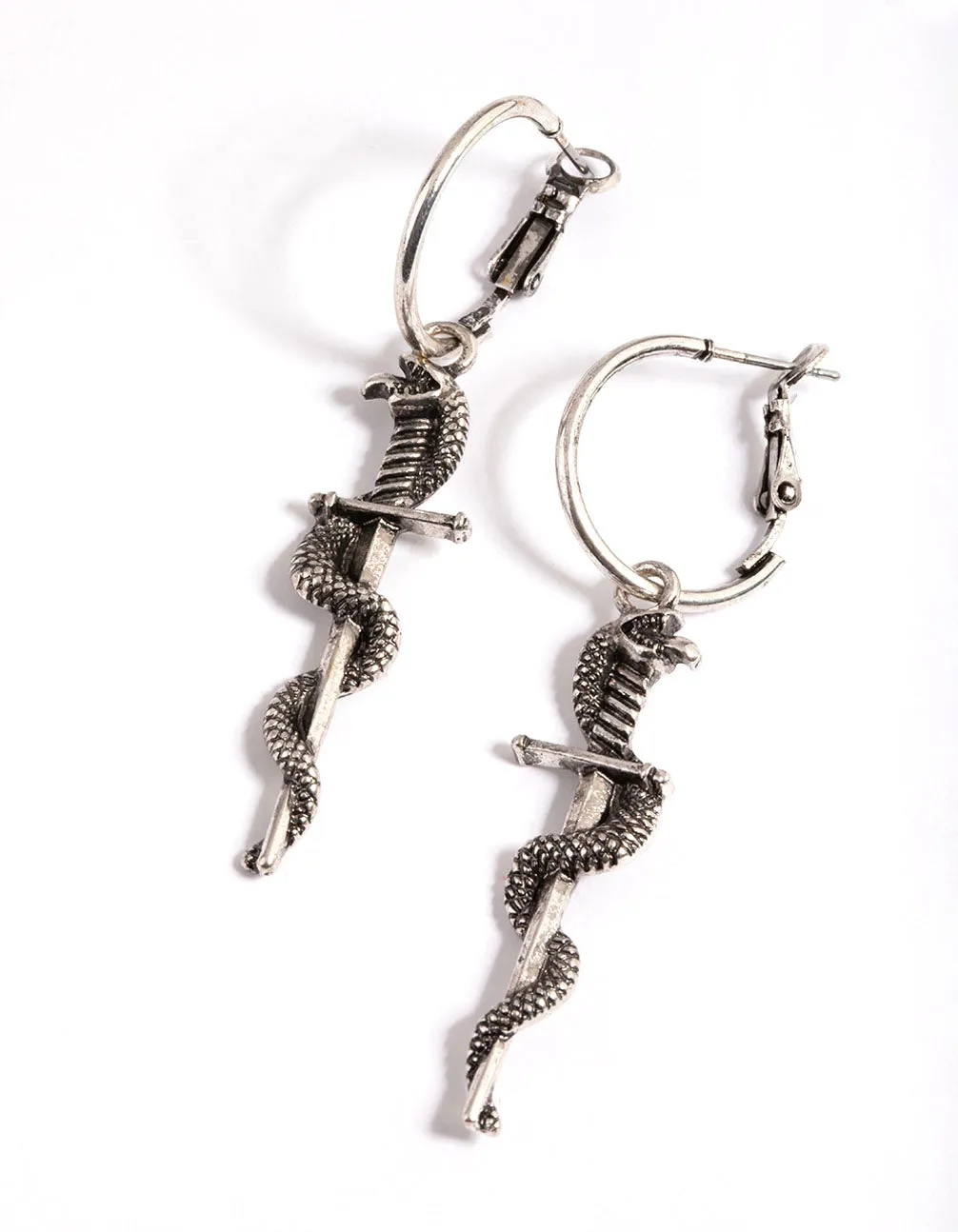 Silver Dager Twist Hoop Earrings