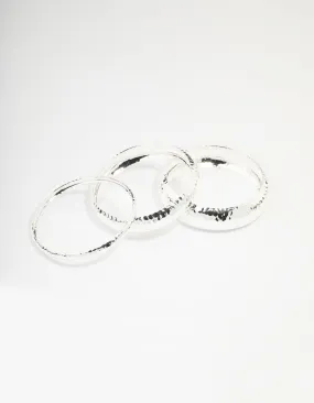 Silver Mixed Molten Bangle 3-Pack