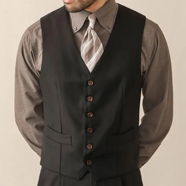 Single-Breasted V-Neck Polyester Vest