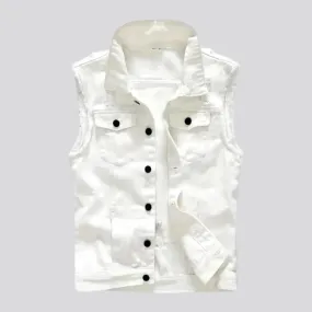 Slim white men's jeans vest