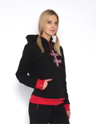 Sofa Killer warm black women hoodie with red cuff LTU