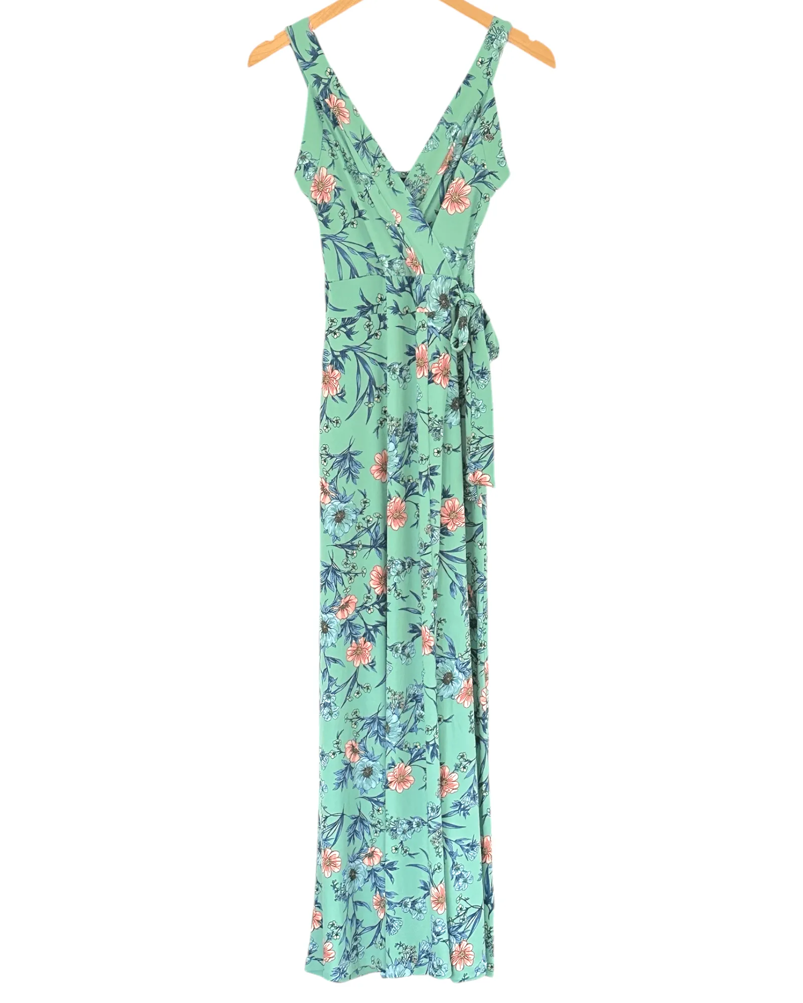 Soft Autumn Floral Print Faux Wrap Maxi Dress