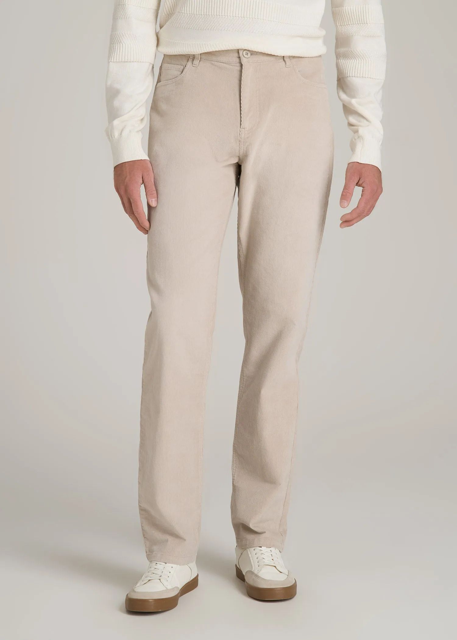 STRAIGHT-LEG Stretch Corduroy Pants for Tall Men in Drywall Tan