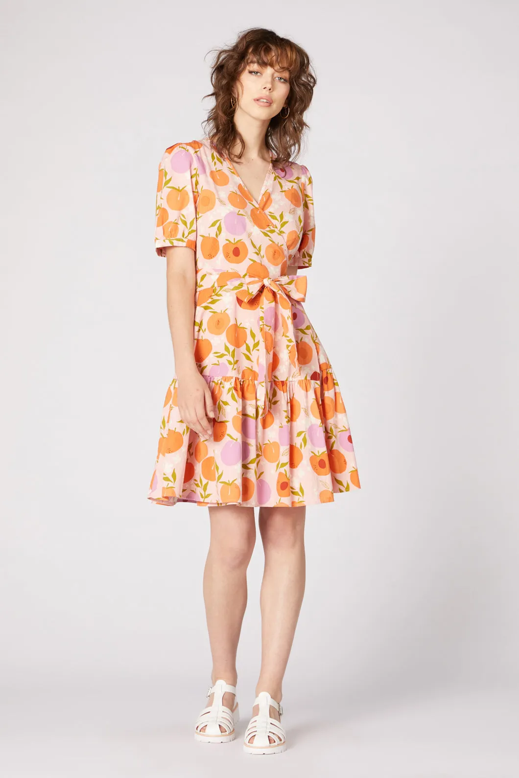 Summer Peach Wrap Dress