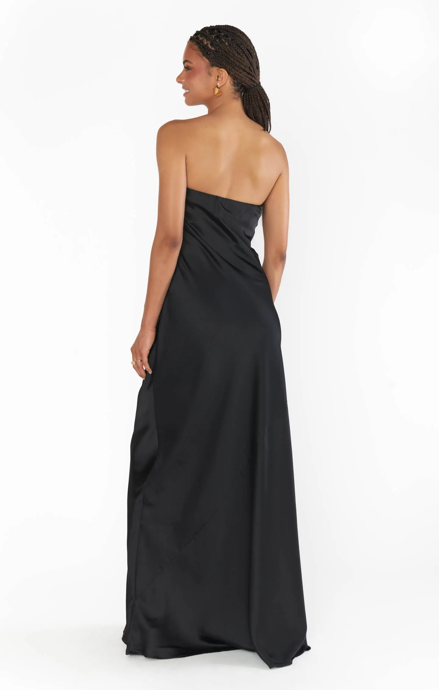 Taylor Tube Maxi Dress ~ Black Luxe Satin