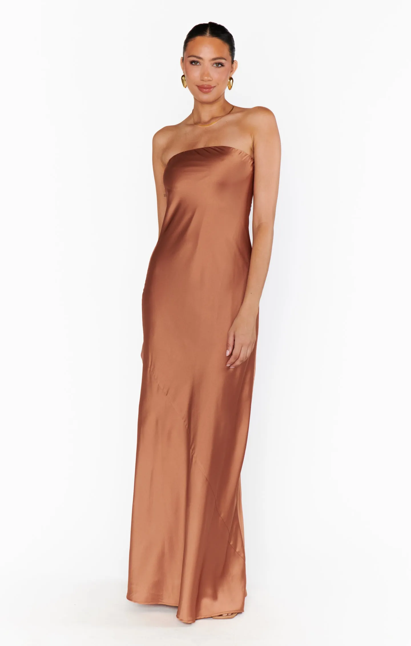 Taylor Tube Maxi Dress ~ Copper Luxe Satin