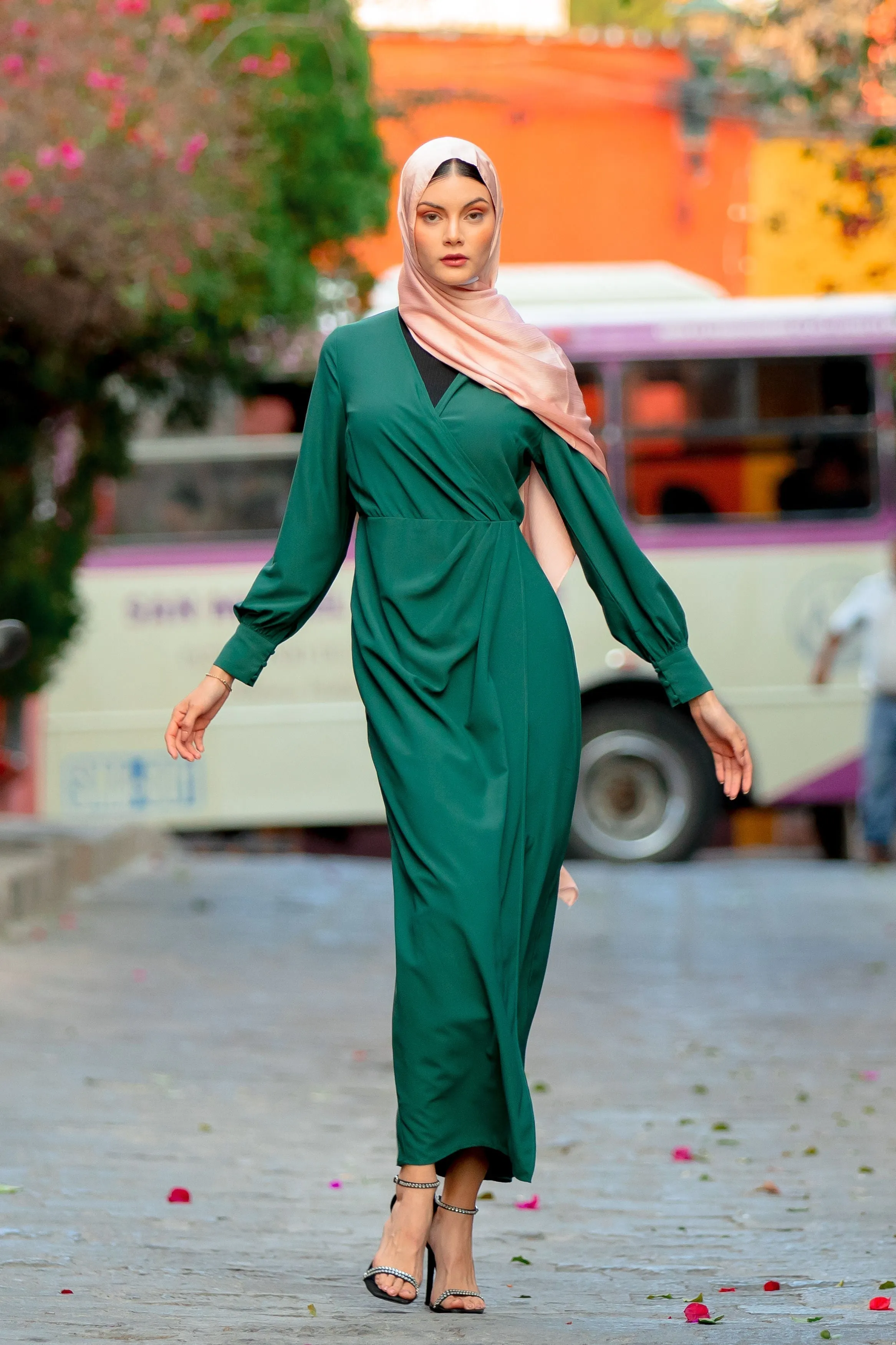 Teal Wrap Maxi Dress