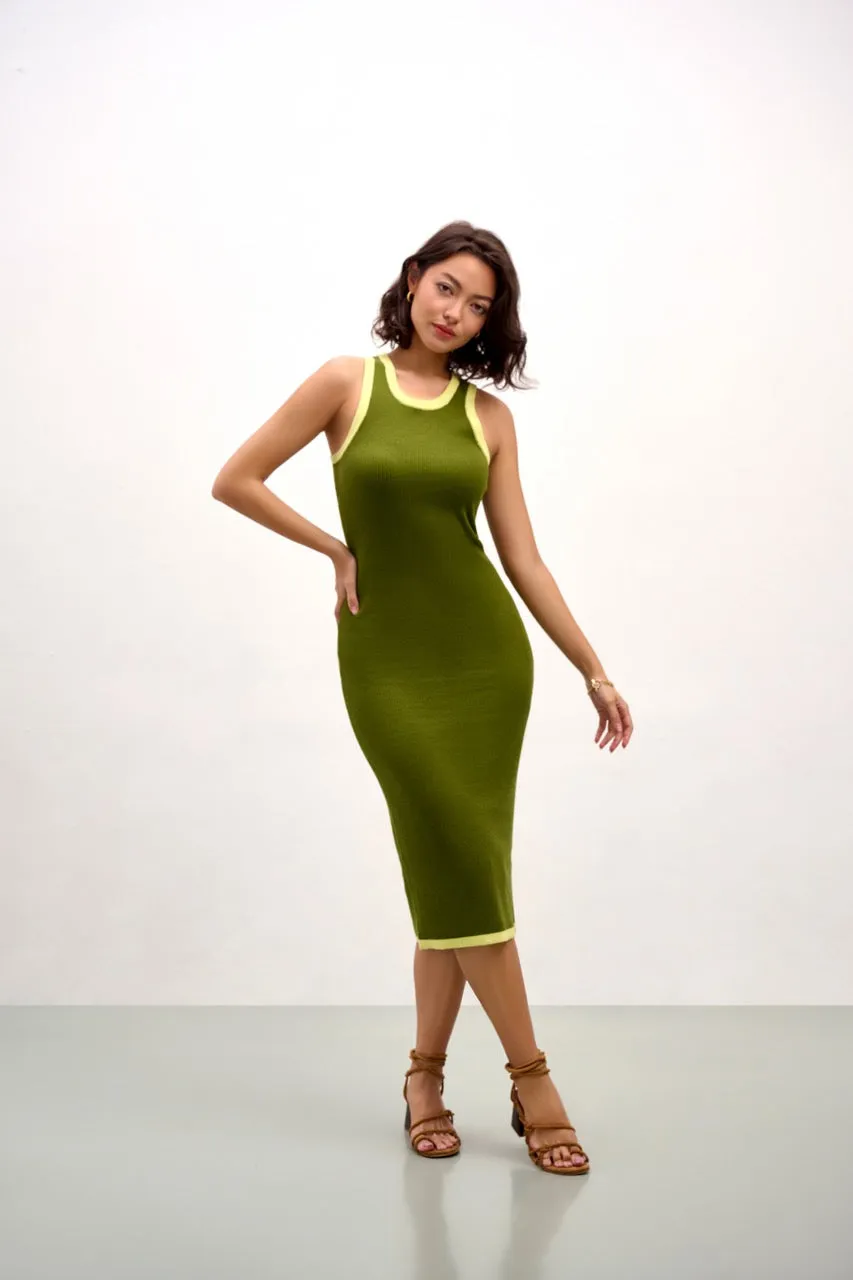 The Aria Knit Tank Dress - Green