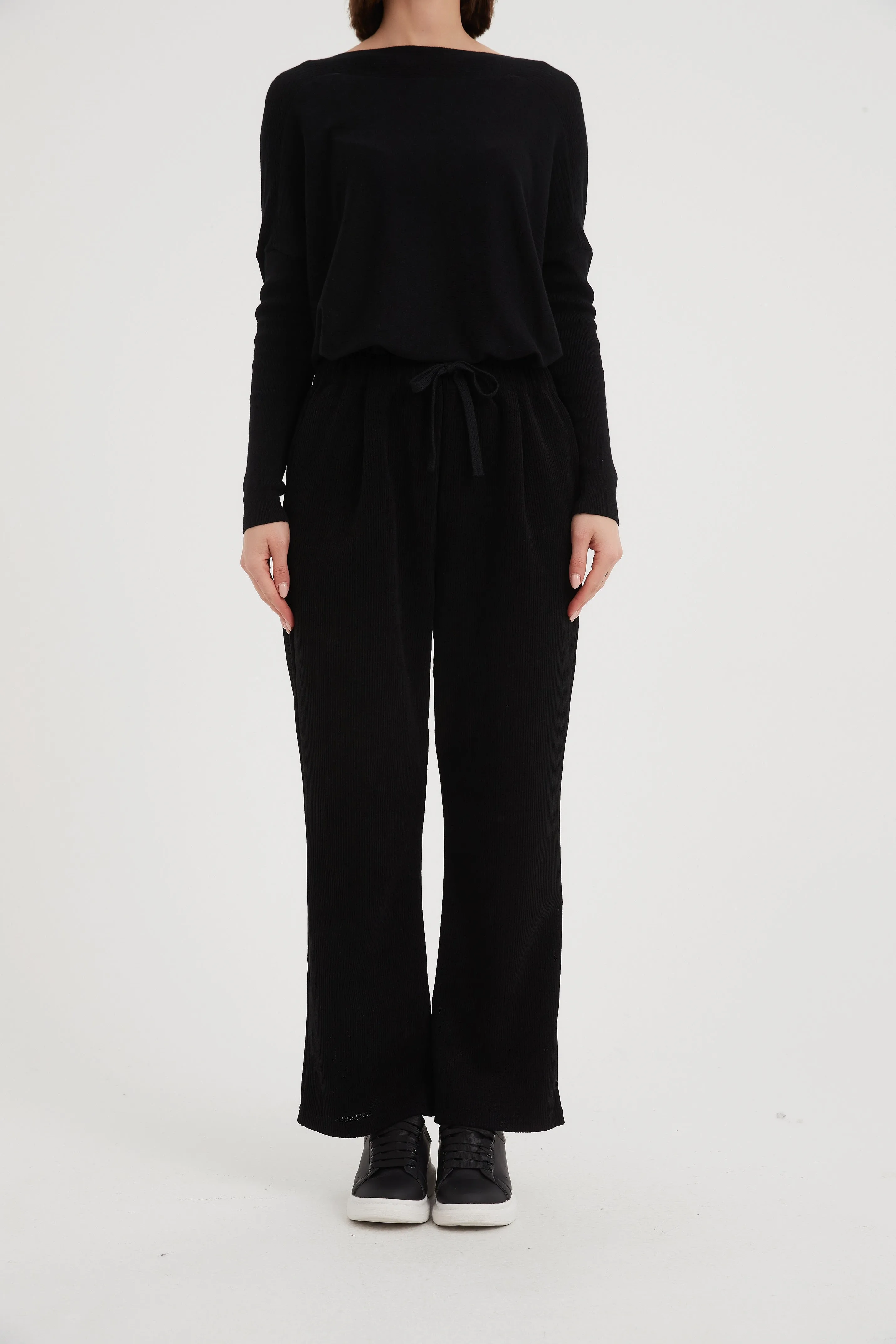 Tirelli - Straight Leg Stretch Cord Pants - Black