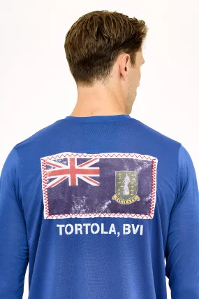 Tortola St Ursula Flag Patch UPF50 Shirt - Racing Blue