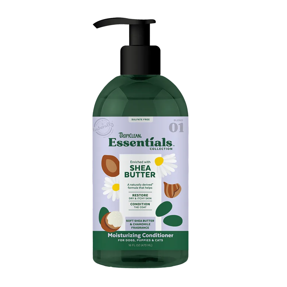 TropiClean Essentials Moisturizing Conditioner Shea Butter - Soft Shea Butter & Chamomile for Dogs 16oz