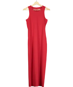 TRVL DRSS Red Ribbed Sleeveless Maxi Dress UK S