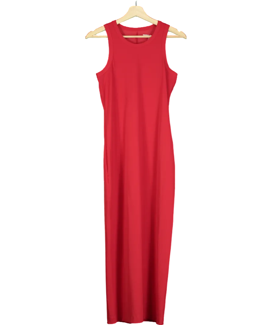 TRVL DRSS Red Ribbed Sleeveless Maxi Dress UK S