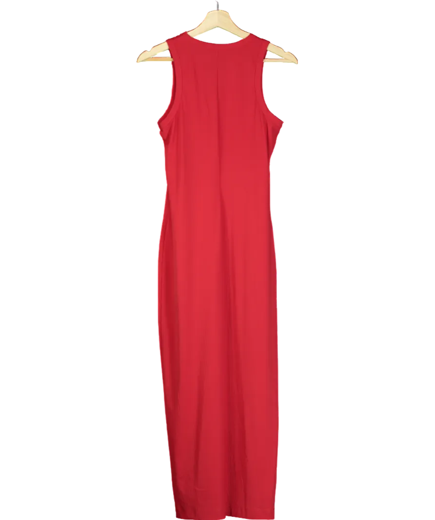 TRVL DRSS Red Ribbed Sleeveless Maxi Dress UK S