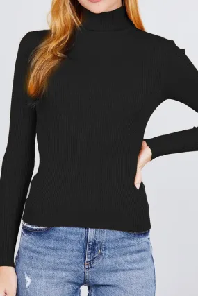 Turtle Neck Viscose Rib Sweater