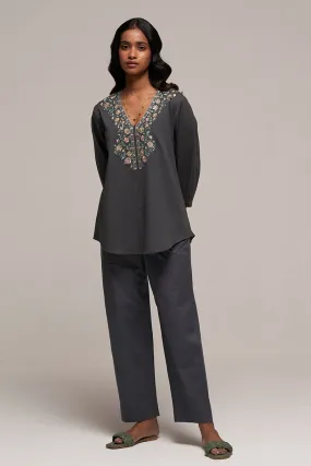 Urban Chic Grey Cotton Embroidered Co-ord Set