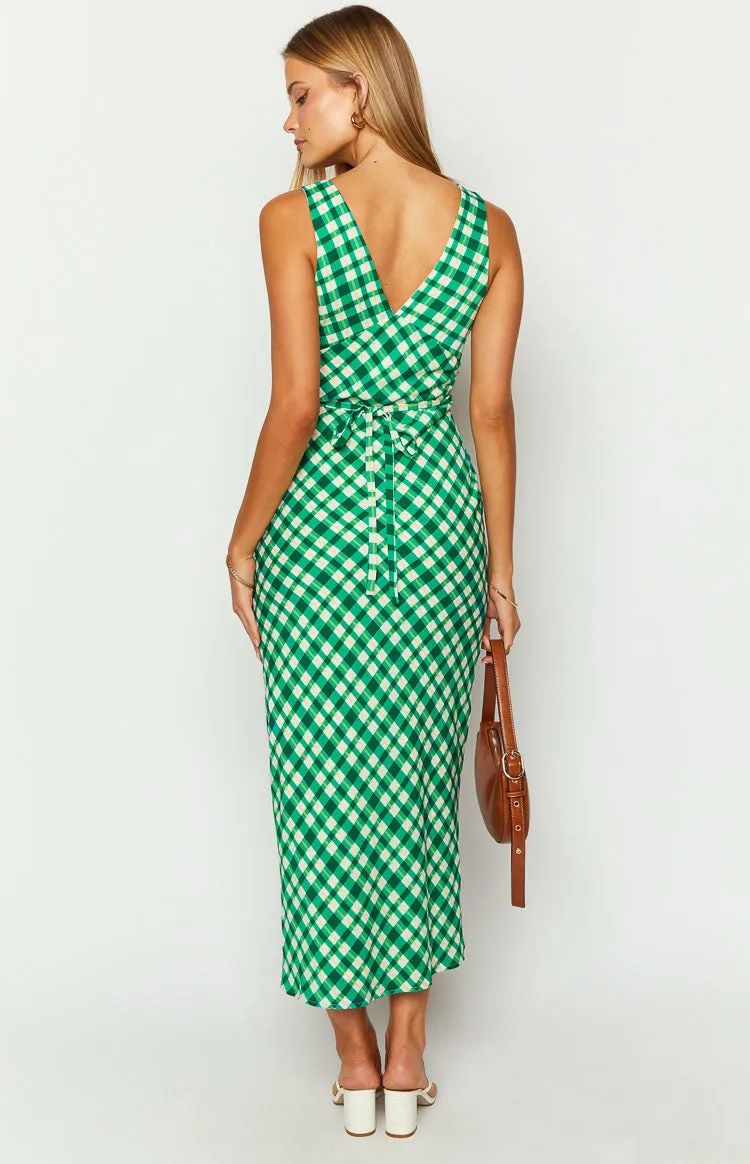 Verlaine Green Check Maxi Dress