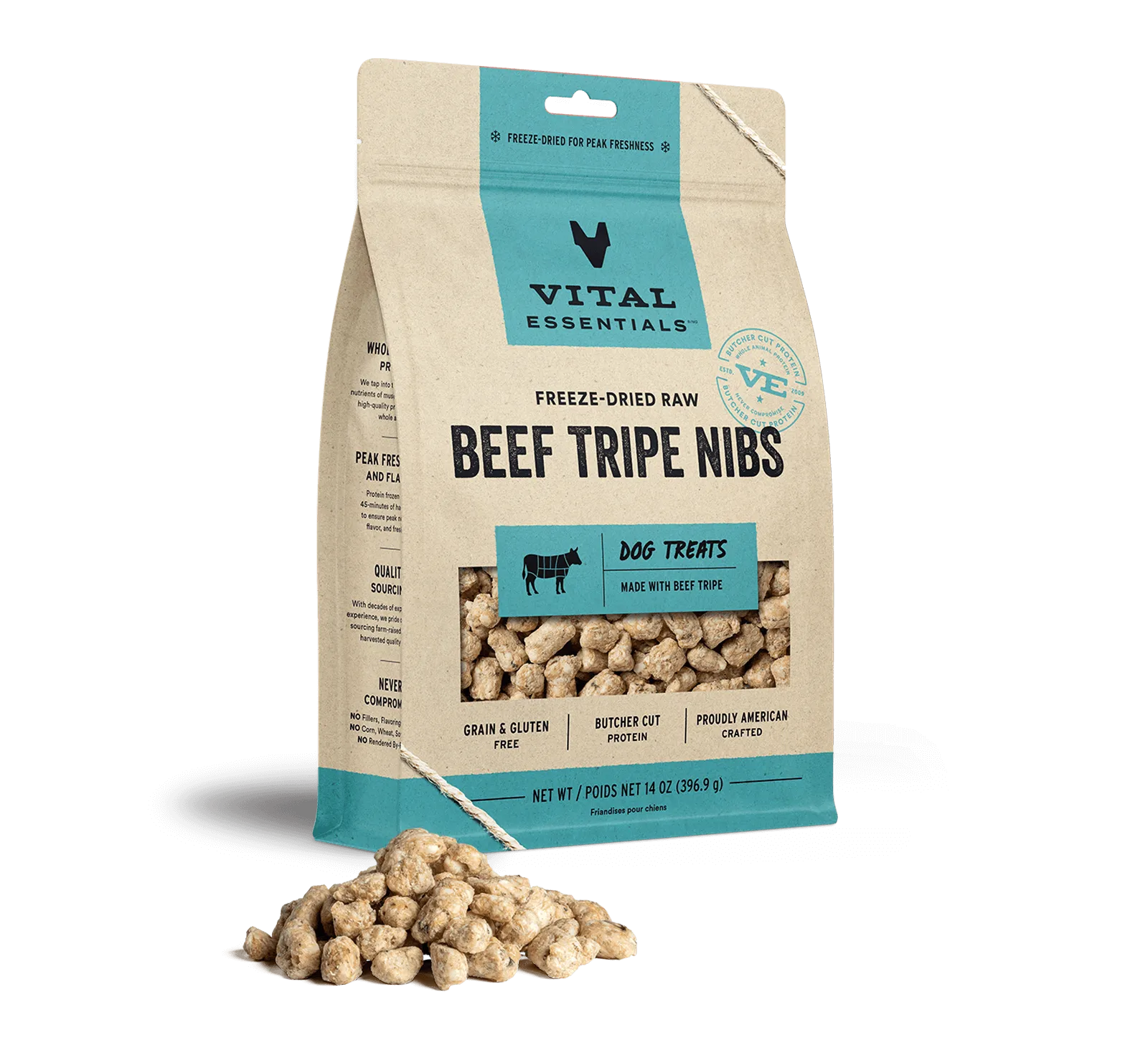 Vital Essentials Freeze Dried Raw Beef Tripe Nibs Dog Treats