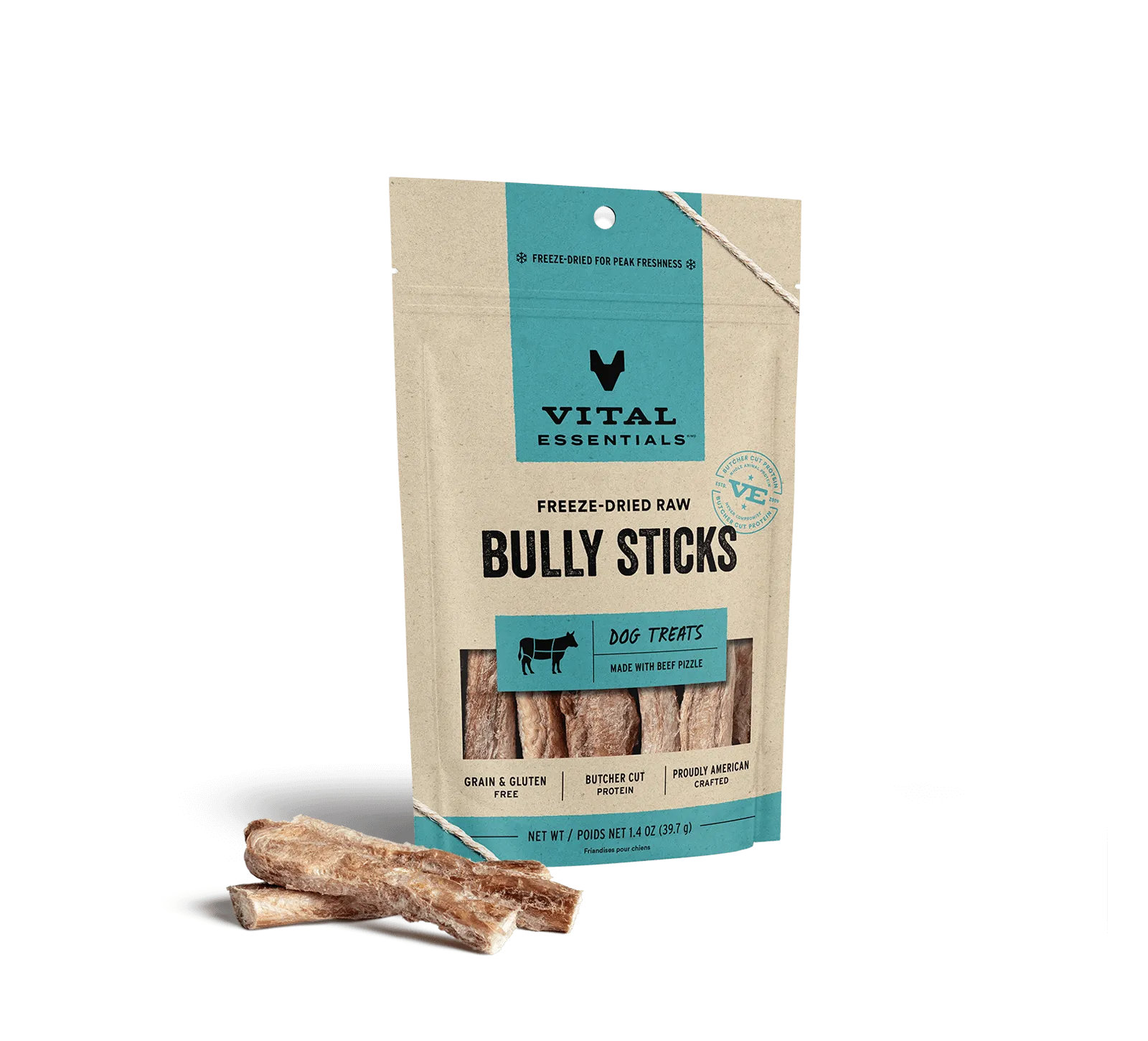 Vital Essentials Freeze Dried Raw Bully Sticks Dog Treats