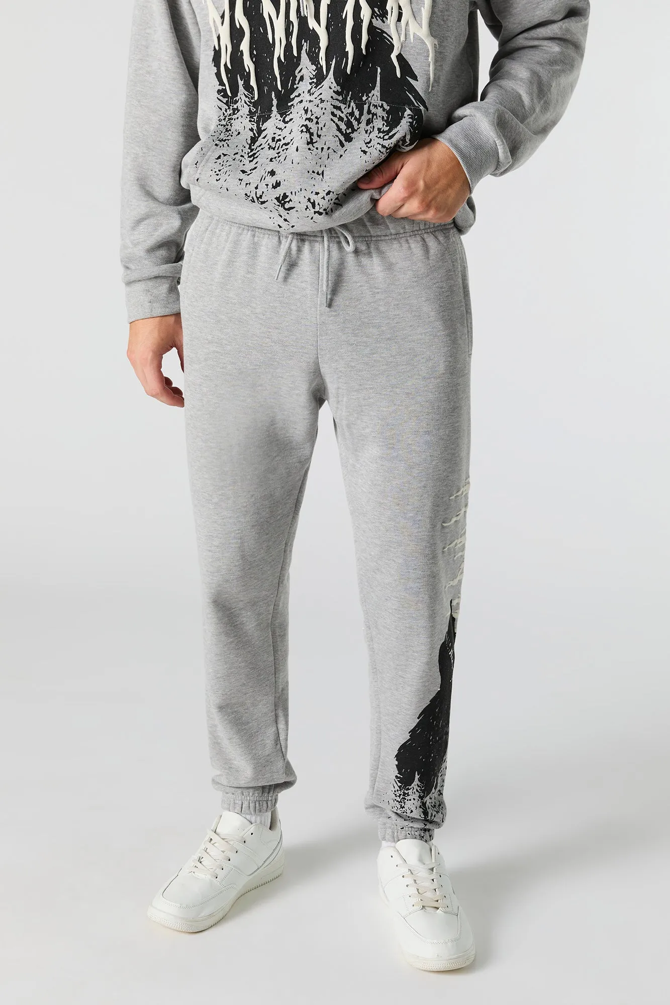 Wolf Puff Print Fleece Jogger