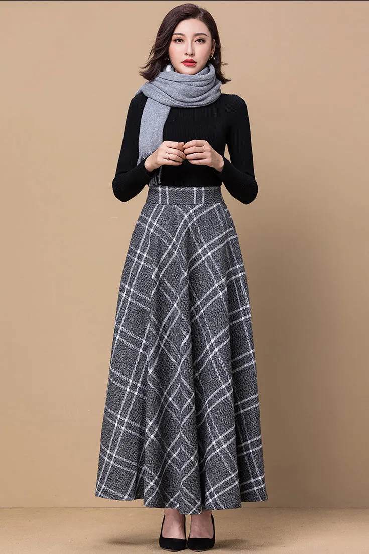 Women Vintage Inspired Wool Skirt 3795