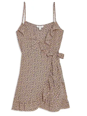 Women's Leopard Printed  Wrap Minidress,Multi