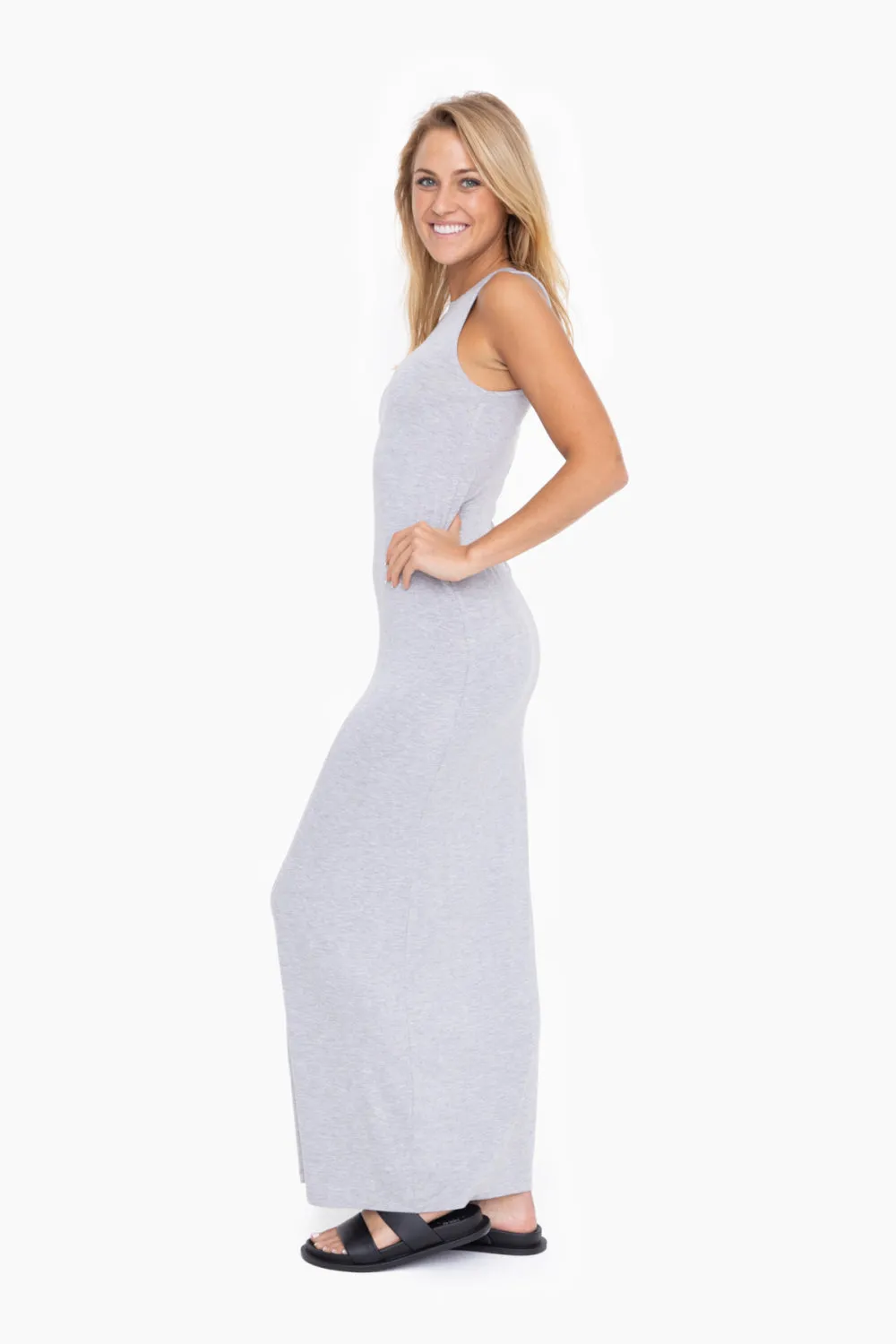 Women's Mono B | Keyhole Back Maxi Dress | Heather Grey