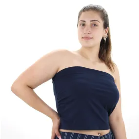 Women's Off Shoulder Cotton Crop Top,Navy