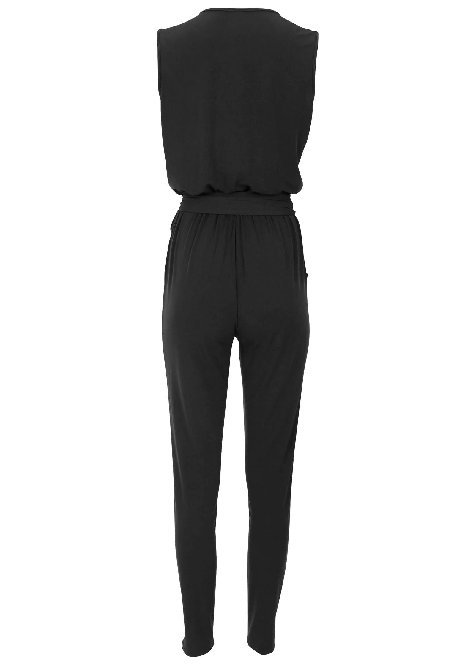 Wrap Tie Jumpsuit - Black